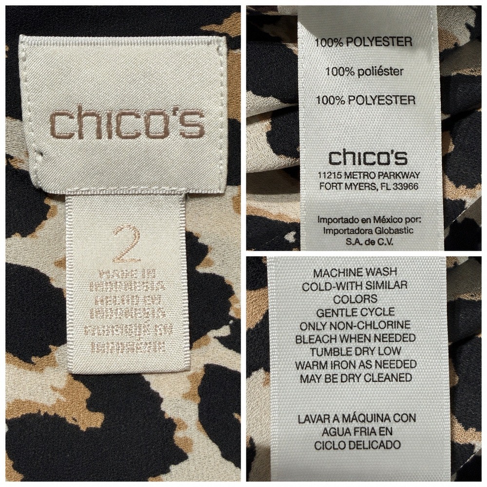 Chico's Leopard Print Asymmetrical Hem Tunic Dress Size L Boho Chic - Picture 4 of 8